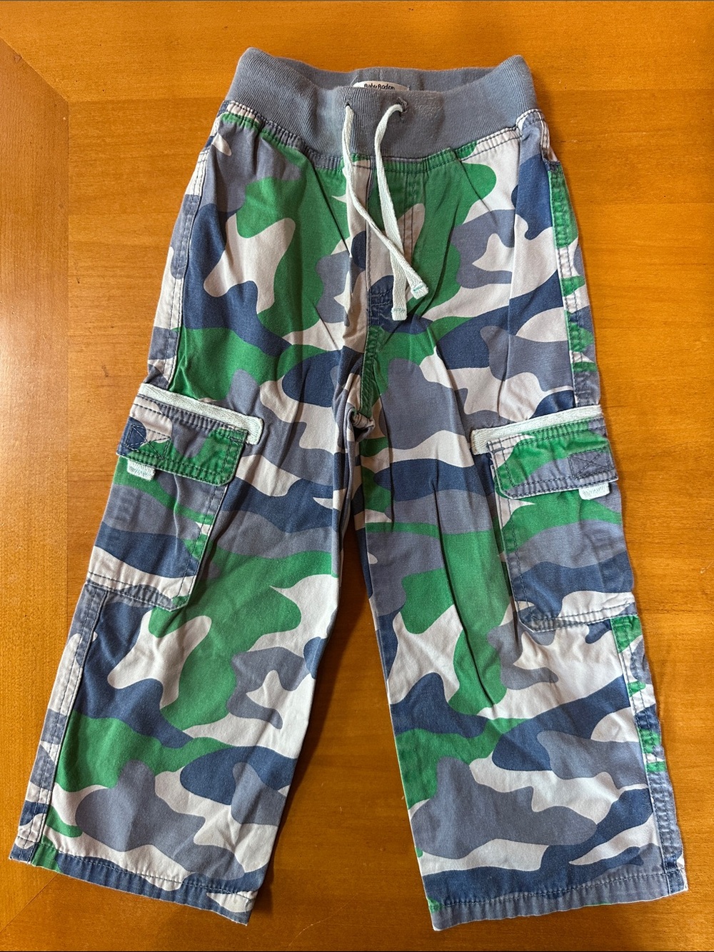 Baby Boden Green and Blue Camo Cargo Shorts